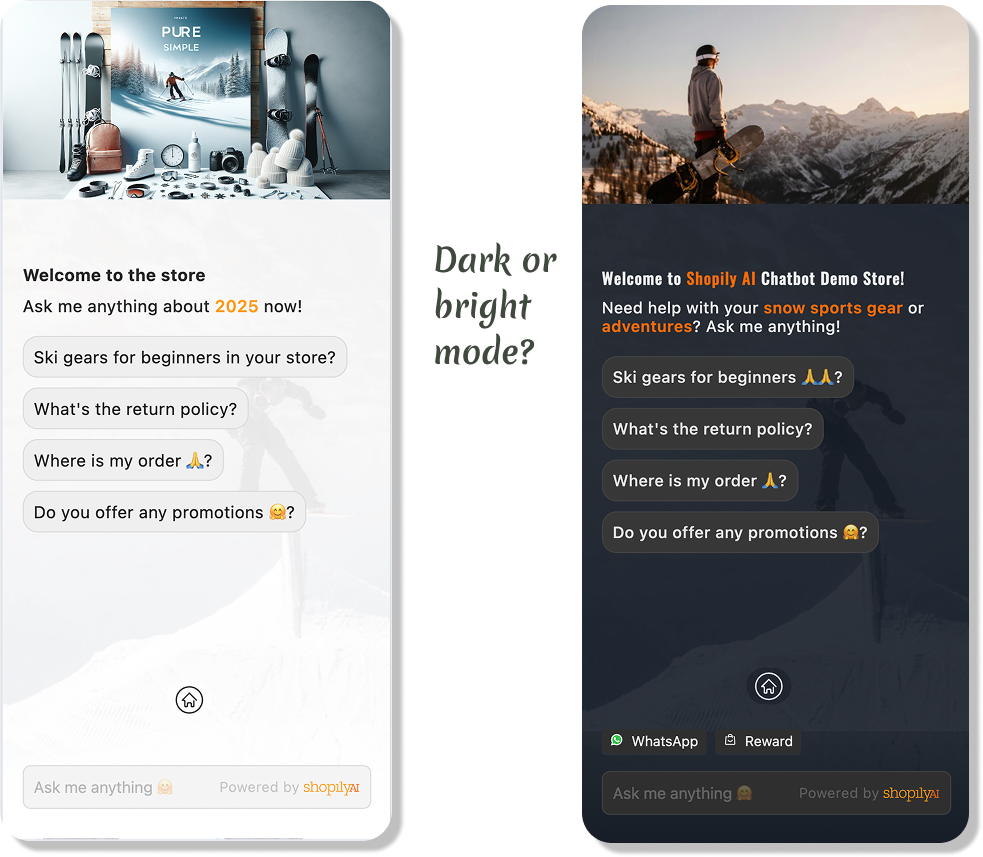 Dark or Bright Mode for AI Chat Window